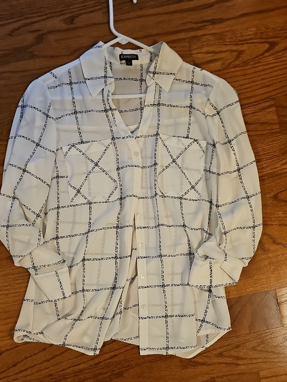 Express White Windowpane Button-Up Shirt